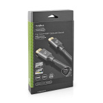 Nedis High Speed ​​HDMI ™ kabel med Ethernet | HDMI™ Kontakt | HDMI™ Kontakt | 4K@60Hz | ARC | 18 Gbps | 2.00 m | Rund | Bomull | Grått Med Metall | Kartong med täckt fönster