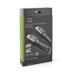 Nedis High Speed ​​HDMI ™ kabel med Ethernet | HDMI™ Kontakt | HDMI™ Kontakt | 4K@60Hz | ARC | 18 Gbps | 3.00 m | Rund | Bomull | Grått Med Metall | Kartong med täckt fönster