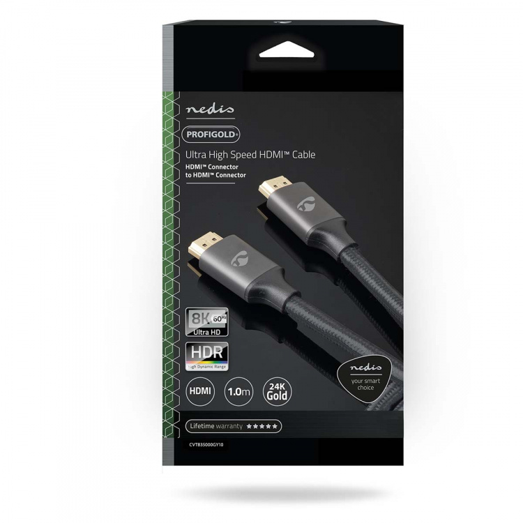 Nedis Ultra High Speed HDMI ™ kabel | HDMI™ Kontakt | HDMI™ Kontakt | 8K@60Hz | 48 Gbps | 1.00 m | Rund | 6.3 mm | Grått Med Metall | Kartong med täckt fönster Nedis Ultra High Speed HDMI ™ kabel | HDMI™ Kontakt | HDMI™ Kontakt | 8K@60Hz | 48 Gbps | 1.00 m | Rund | 6.3 mm | Grått Med Metall | Kartong med täckt fönster