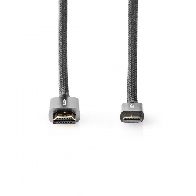 Nedis High Speed HDMI ™ kabel med Ethernet | HDMI™ Kontakt | HDMI™ Mini kontakt | 4K@60Hz | 18 Gbps | 2.00 m | Rund | Bomull | Antracit / Grått Med Metall | Kartong med täckt fönster Nedis High Speed HDMI ™ kabel med Ethernet | HDMI™ Kontakt | HDMI™ Mini kontakt | 4K@60Hz | 18 Gbps | 2.00 m | Rund | Bomull | Antracit / Grått Med Metall | Kartong med täckt fönster