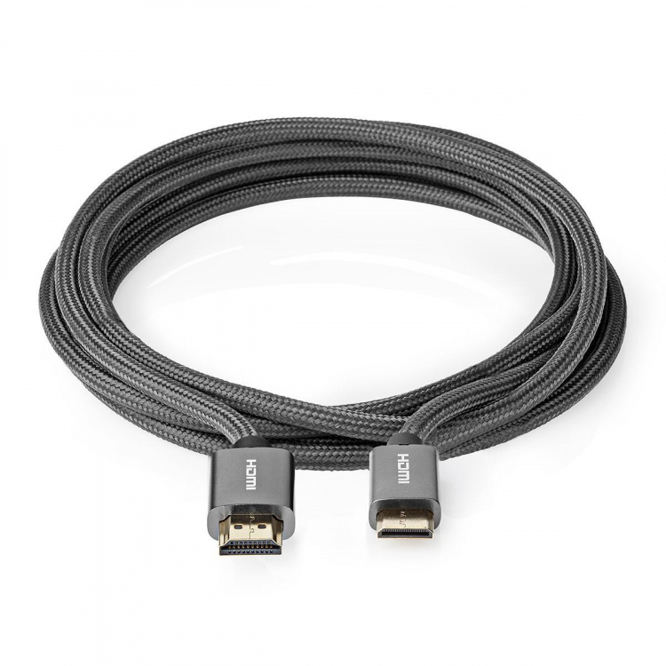 Nedis High Speed HDMI ™ kabel med Ethernet | HDMI™ Kontakt | HDMI™ Mini kontakt | 4K@60Hz | 18 Gbps | 2.00 m | Rund | Bomull | Antracit / Grått Med Metall | Kartong med täckt fönster Nedis High Speed HDMI ™ kabel med Ethernet | HDMI™ Kontakt | HDMI™ Mini kontakt | 4K@60Hz | 18 Gbps | 2.00 m | Rund | Bomull | Antracit / Grått Med Metall | Kartong med täckt fönster