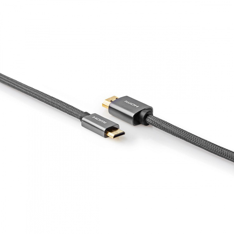 Nedis High Speed HDMI ™ kabel med Ethernet | HDMI™ Kontakt | HDMI™ Mini kontakt | 4K@60Hz | 18 Gbps | 2.00 m | Rund | Bomull | Antracit / Grått Med Metall | Kartong med täckt fönster Nedis High Speed HDMI ™ kabel med Ethernet | HDMI™ Kontakt | HDMI™ Mini kontakt | 4K@60Hz | 18 Gbps | 2.00 m | Rund | Bomull | Antracit / Grått Med Metall | Kartong med täckt fönster