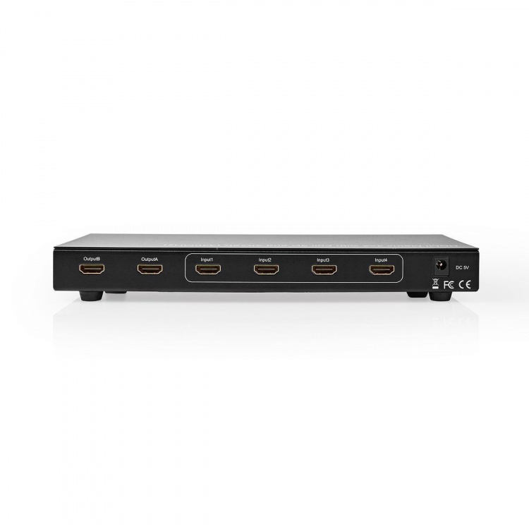 Nedis HDMI ™ matris omkopplare | 4x 2 Portar port(s) | 4x HDMI™ Input | 2x HDMI™ Output | 4K@30Hz | 3.4 Gbps | Fjärrstyrd | Metall | Antracit