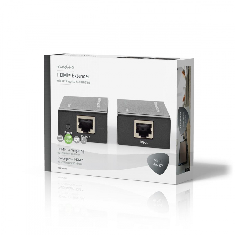 Nedis HDMI ™ Extender | Över Cat6 | Upp till 60.0 m | 1080p | 1.65 Gbps | Metall | Antracit