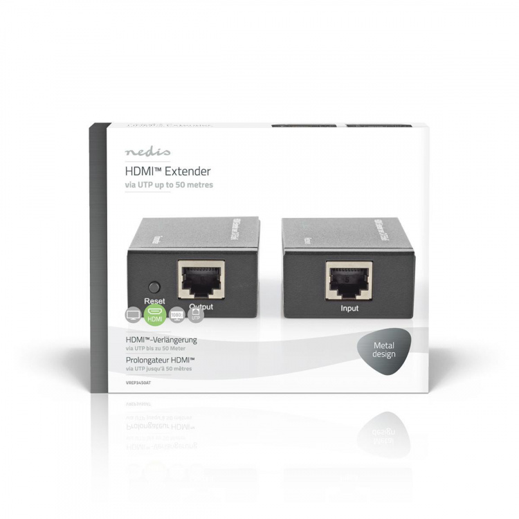 Nedis HDMI ™ Extender | Över Cat6 | Upp till 60.0 m | 1080p | 1.65 Gbps | Metall | Antracit