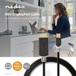 Nedis Mini Displayport-kabel | DisplayPort 1.4 | Mini DisplayPort Hane | HDMI™ Kontakt | 48 Gbps | Guldplaterad | 2.00 m | Rund | PVC | Antracit | Plastpåse