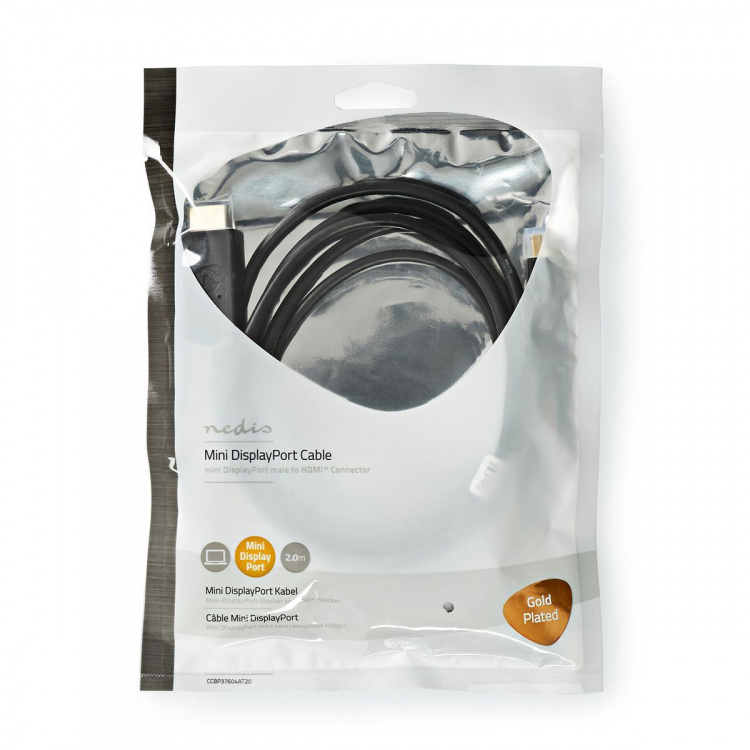 Nedis Mini Displayport-kabel | DisplayPort 1.4 | Mini DisplayPort Hane | HDMI™ Kontakt | 48 Gbps | Guldplaterad | 2.00 m | Rund | PVC | Antracit | Plastpåse
