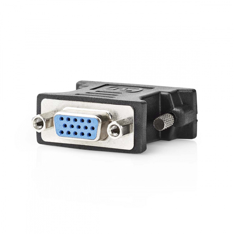 Nedis DVI adapter | DVI-I 24+5-Pin Hane | VGA hona 15p | Nickelplaterad | Rak | PVC | Svart | Låda