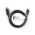 Nedis Displayport-kabel | DisplayPort Hane | HDMI™ Hane | 4K@30Hz | Nickelplaterad | 2.00 m | Rund | PVC | Svart | Tag Nedis Displayport-kabel | DisplayPort Hane | HDMI™ Hane | 4K@30Hz | Nickelplaterad | 2.00 m | Rund | PVC | Svart | Tag