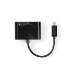 Nedis USB Multi-Port Adapter | USB 3.1 | USB-C™ Hane | HDMI™ Utgång / USB-A Hona / USB-C™ Hona | 5 Gbps | 0.20 m | Rund | Nickelplaterad | PVC | Svart | Tag