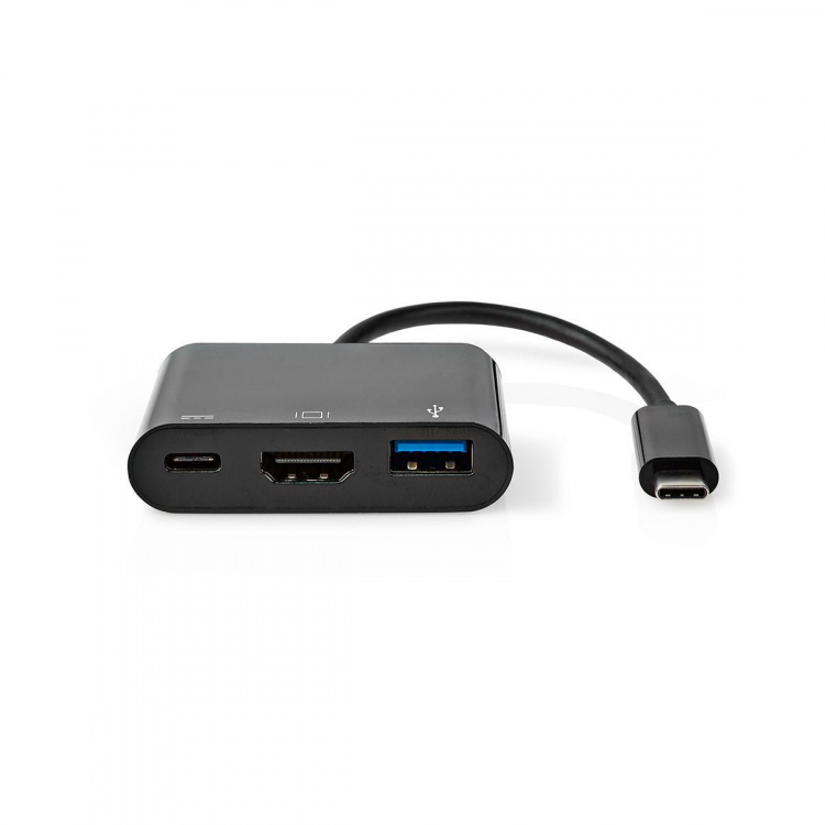 Nedis USB Multi-Port Adapter | USB 3.1 | USB-C™ Hane | HDMI™ Utgång / USB-A Hona / USB-C™ Hona | 5 Gbps | 0.20 m | Rund | Nickelplaterad | PVC | Svart | Tag