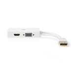 Nedis Displayport-adapter | Mini DisplayPort Hane | DVI-D 24+1-Pin Hona / HDMI™ Utgång / VGA hona 15p | 4K@60Hz | Guldplaterad | Omkopplingsbar | 0.20 m | Rund | ABS | ABS | Vit | Plastpåse