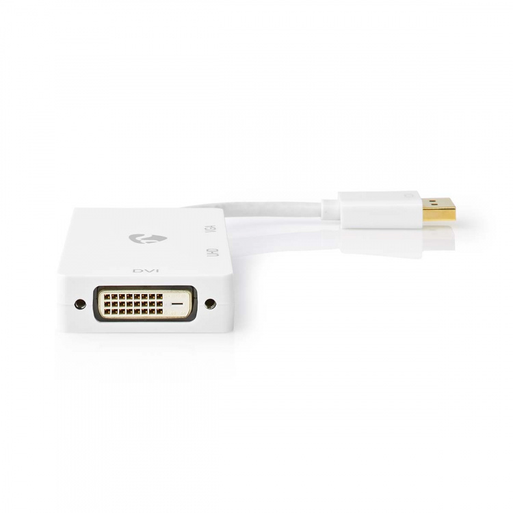 Nedis Displayport-adapter | Mini DisplayPort Hane | DVI-D 24+1-Pin Hona / HDMI™ Utgång / VGA hona 15p | 4K@60Hz | Guldplaterad | Omkopplingsbar | 0.20 m | Rund | ABS | ABS | Vit | Plastpåse