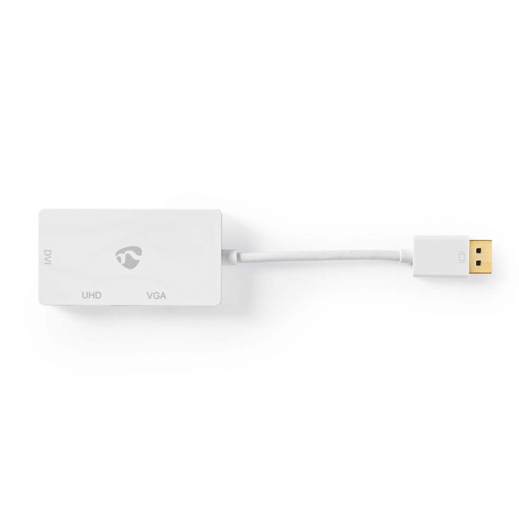 Nedis Displayport-adapter | Mini DisplayPort Hane | DVI-D 24+1-Pin Hona / HDMI™ Utgång / VGA hona 15p | 4K@60Hz | Guldplaterad | Omkopplingsbar | 0.20 m | Rund | ABS | ABS | Vit | Plastpåse