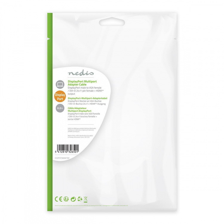 Nedis Displayport-adapter | Mini DisplayPort Hane | DVI-D 24+1-Pin Hona / HDMI™ Utgång / VGA hona 15p | 4K@60Hz | Guldplaterad | Omkopplingsbar | 0.20 m | Rund | ABS | ABS | Vit | Plastpåse
