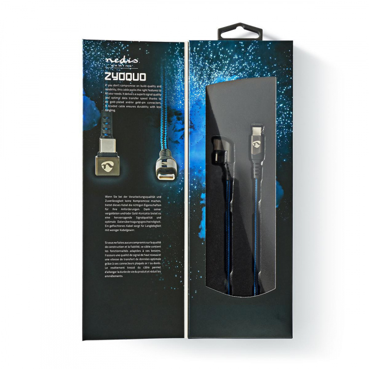 Nedis USB-kabel | USB 2.0 | USB-C™ Hane | USB-C™ Hane | 480 Mbps | Guldplaterad | 1.00 m | Rund | Flätad / Nylon | Blå / Svart | Kartong med täckt fönster Nedis USB-kabel | USB 2.0 | USB-C™ Hane | USB-C™ Hane | 480 Mbps | Guldplaterad | 1.00 m | Rund | Flätad / Nylon | Blå / Svart | Kartong med täckt fönster