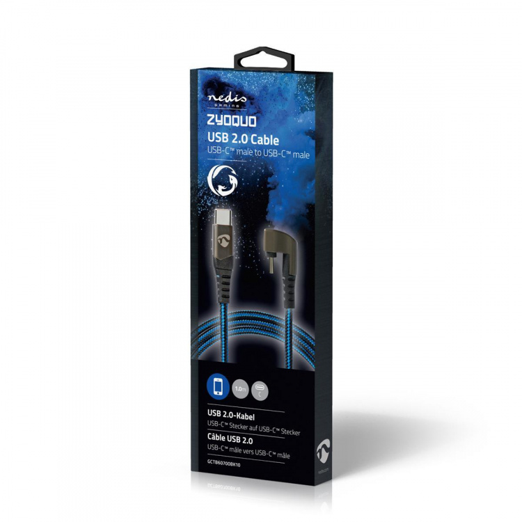 Nedis USB-kabel | USB 2.0 | USB-C™ Hane | USB-C™ Hane | 480 Mbps | Guldplaterad | 1.00 m | Rund | Flätad / Nylon | Blå / Svart | Kartong med täckt fönster Nedis USB-kabel | USB 2.0 | USB-C™ Hane | USB-C™ Hane | 480 Mbps | Guldplaterad | 1.00 m | Rund | Flätad / Nylon | Blå / Svart | Kartong med täckt fönster
