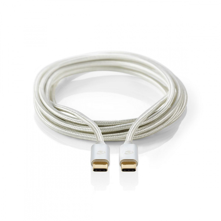 Nedis USB-kabel | USB 2.0 | USB-C™ Hane | USB-C™ Hane | 100 W | 480 Mbps | Guldplaterad | 1.00 m | Rund | Flätad / Nylon | Silver | Kartong med täckt fönster Nedis USB-kabel | USB 2.0 | USB-C™ Hane | USB-C™ Hane | 100 W | 480 Mbps | Guldplaterad | 1.00 m | Rund | Flätad / Nylon | Silver | Kartong med täckt fönster
