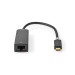 Nedis USB-nätverkskort | USB 3.2 Gen 1 | 1000 Mbps | USB-C™ Hane | RJ45 Hona | 0.20 m | Rund | Guldplaterad | Förtent Koppar | Antracit | Låda