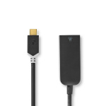 Nedis USB-nätverkskort | USB 3.2 Gen 1 | 1000 Mbps | USB-C™ Hane | RJ45 Hona | 0.20 m | Rund | Guldplaterad | Förtent Koppar | Antracit | Låda