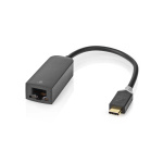 Nedis USB-nätverkskort | USB 3.2 Gen 1 | 1000 Mbps | USB-C™ Hane | RJ45 Hona | 0.20 m | Rund | Guldplaterad | Förtent Koppar | Antracit | Låda