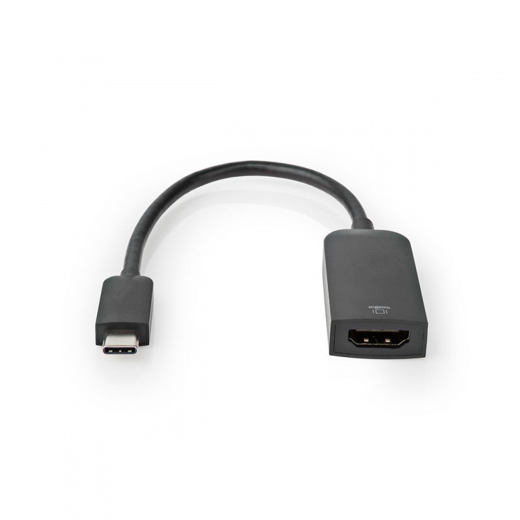 Nedis USB-C™ Adapter | USB 3.2 Gen 1 | USB-C™ Hane | HDMI™ Utgång | 4K@60Hz | 0.20 m | Rund | Nickelplaterad | PVC | Svart | Plastpåse