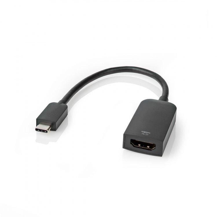 Nedis USB-C™ Adapter | USB 3.2 Gen 1 | USB-C™ Hane | HDMI™ Utgång | 4K@60Hz | 0.20 m | Rund | Nickelplaterad | PVC | Svart | Plastpåse