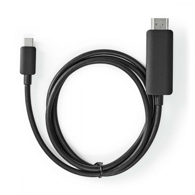 Nedis USB-C™ Adapter | USB 3.2 Gen 1 | USB-C™ Hane | HDMI™ Kontakt | 4K@60Hz | 2.00 m | Rund | Nickelplaterad | PVC | Svart | Plastpåse