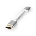 Nedis Displayport-kabel | DisplayPort Hane | HDMI™ Utgång | 4K@60Hz | Guldplaterad | 0.20 m | Rund | Flätad | Silver | Kartong med täckt fönster