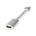 Nedis Displayport-kabel | DisplayPort Hane | HDMI™ Utgång | 4K@60Hz | Guldplaterad | 0.20 m | Rund | Flätad | Silver | Kartong med täckt fönster