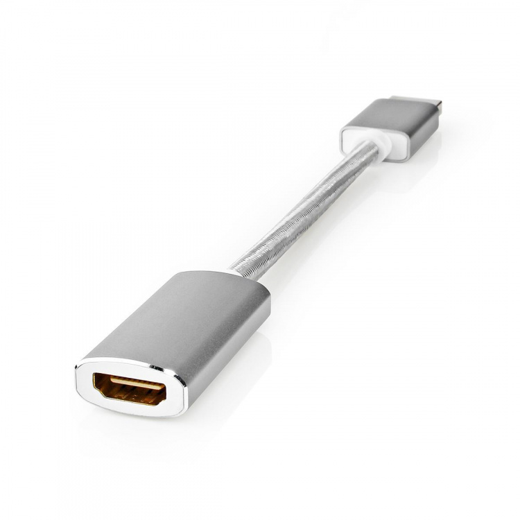 Nedis Displayport-kabel | DisplayPort Hane | HDMI™ Utgång | 4K@60Hz | Guldplaterad | 0.20 m | Rund | Flätad | Silver | Kartong med täckt fönster
