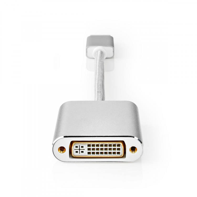 Nedis Displayport-kabel | DisplayPort Hane | DVI-D 24+1-Pin Hona | 1080p | Guldplaterad | 0.20 m | Rund | Flätad | Silver | Kartong med täckt fönster