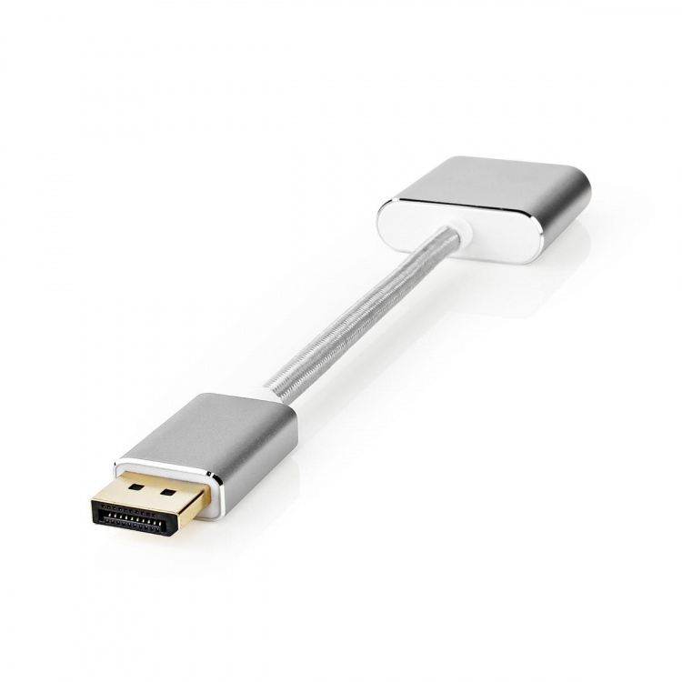 Nedis Displayport-kabel | DisplayPort Hane | DVI-D 24+1-Pin Hona | 1080p | Guldplaterad | 0.20 m | Rund | Flätad | Silver | Kartong med täckt fönster