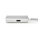 Nedis USB-C™ Adapter | USB 3.2 Gen 1 | USB-C™ Hane | HDMI™ Utgång | 4K@60Hz | Power delivery | 2.00 m | Rund | Guldplaterad | Flätad / Nylon | Silver | Kartong med täckt fönster