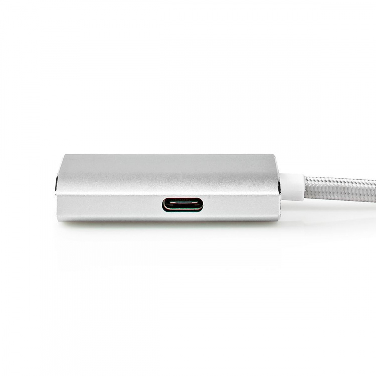 Nedis USB-C™ Adapter | USB 3.2 Gen 1 | USB-C™ Hane | HDMI™ Utgång | 4K@60Hz | Power delivery | 2.00 m | Rund | Guldplaterad | Flätad / Nylon | Silver | Kartong med täckt fönster