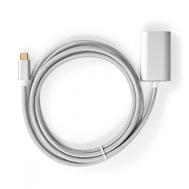 Nedis USB-C™ Adapter | USB 3.2 Gen 1 | USB-C™ Hane | HDMI™ Utgång | 4K@60Hz | Power delivery | 2.00 m | Rund | Guldplaterad | Flätad / Nylon | Silver | Kartong med täckt fönster
