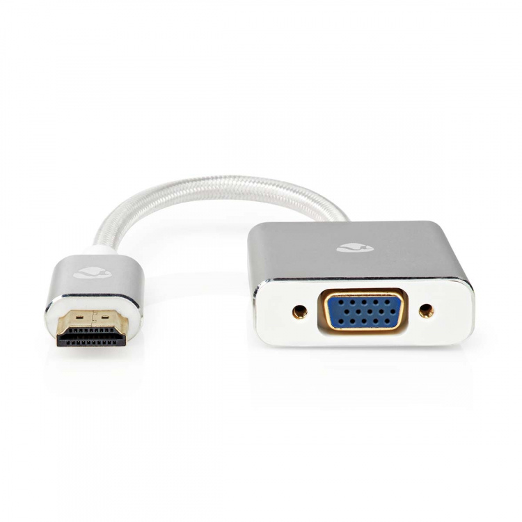 Nedis VGA-adapter | HDMI™ Kontakt | VGA hona 15p | Guldplaterad | Rak | Aluminium | Silver | Kartong med täckt fönster Nedis VGA-adapter | HDMI™ Kontakt | VGA hona 15p | Guldplaterad | Rak | Aluminium | Silver | Kartong med täckt fönster