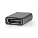 Nedis USB-C™ Adapter | USB 3.2 Gen 1 | USB-C™ Hane | DisplayPort Hona | 4K@60Hz | Rund | Nickelplaterad | Grå / Svart | Kuvert