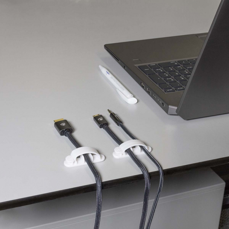 Nedis Kabelhantering | Kabelklämma | Låst | 3 st. | Antal platser: 3 Skivor | Maximal kabeltjocklek: 7.5 mm | Polypropylene | Vit