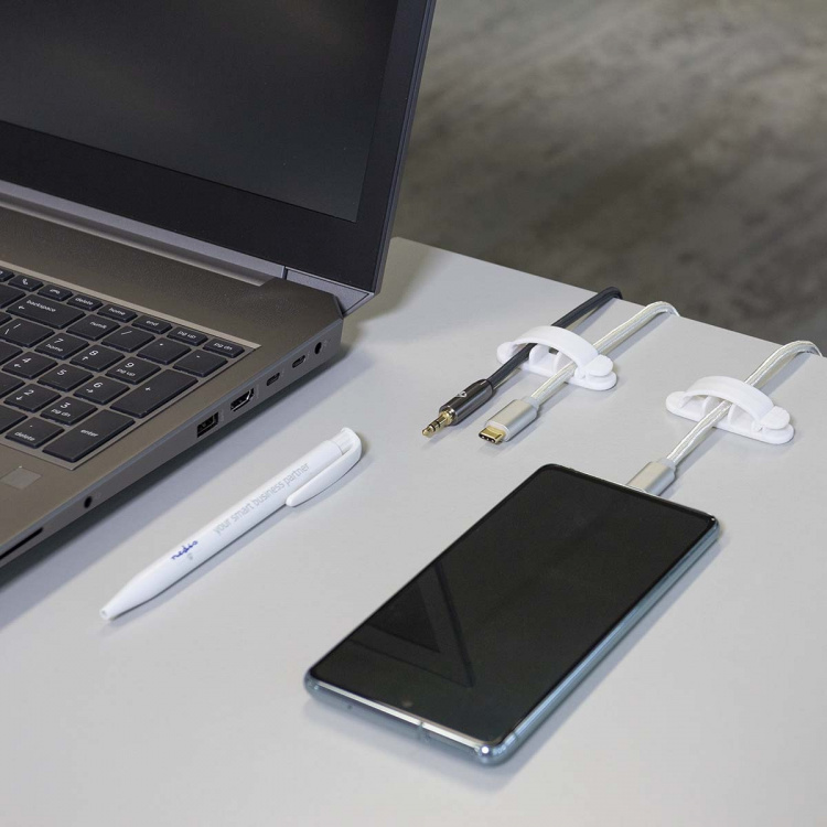 Nedis Kabelhantering | Kabelklämma | Låst | 3 st. | Antal platser: 3 Skivor | Maximal kabeltjocklek: 7.5 mm | Polypropylene | Vit