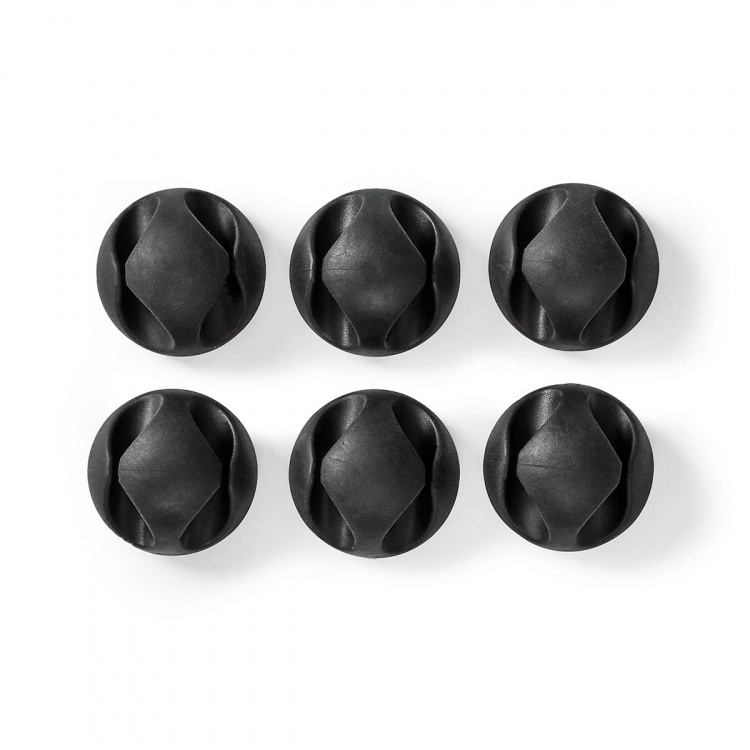Nedis Kabelhantering | Kabelklämma | Klicka och Go | 6 st. | Antal platser: 2 Skivor | Maximal kabeltjocklek: 5.3 mm | TPE | Svart