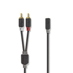 Nedis Stereoljudkabel | 2x RCA Hane | 3.5 mm Hona | Guldplaterad | 1.00 m | Rund | Antracit | Låda