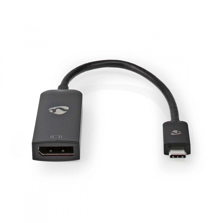 Nedis USB-C™ Adapter | USB 3.2 Gen 1 | USB-C™ Hane | DisplayPort Hona | 8K@30Hz | 0.20 m | Rund | Nickelplaterad | PVC | Svart | Låda
