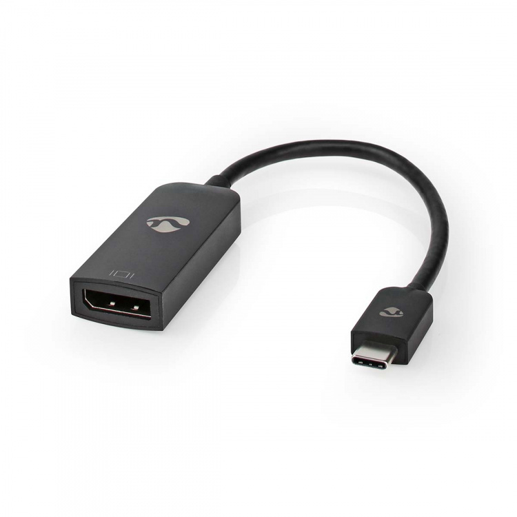 Nedis USB-C™ Adapter | USB 3.2 Gen 1 | USB-C™ Hane | DisplayPort Hona | 8K@30Hz | 0.20 m | Rund | Nickelplaterad | PVC | Svart | Låda