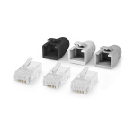 Nedis RJ45-kontakt | RJ45 Pass Through | Solid/strängad UTP CAT6 | Rak | Guldplaterad | 10 st. | Polycarbonate | Grå / Svart / Vit | Låda