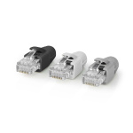 Nedis RJ45-kontakt | RJ45 Pass Through | Solid/strängad UTP CAT6 | Rak | Guldplaterad | 10 st. | Polycarbonate | Grå / Svart / Vit | Låda