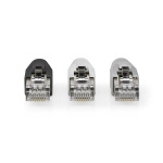 Nedis RJ45-kontakt | RJ45 Pass Through | Solid/strängad FTP CAT6 | Rak | Guldplaterad | 10 st. | PVC | Grå / Svart / Vit | Låda