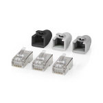 Nedis RJ45-kontakt | RJ45 Pass Through | Solid/strängad FTP CAT6 | Rak | Guldplaterad | 10 st. | PVC | Grå / Svart / Vit | Låda