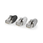Nedis RJ45-kontakt | RJ45 Pass Through | Solid/strängad FTP CAT6 | Rak | Guldplaterad | 10 st. | PVC | Grå / Svart / Vit | Låda