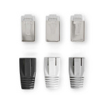 Nedis RJ45-kontakt | RJ45 Pass Through | Solid/strängad FTP CAT6a | Rak | Guldplaterad | 10 st. | PVC | Grå / Svart / Vit | Låda